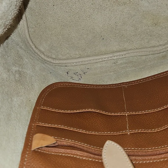 Dooney and Bourke Cream and Tan Pebble Leather Tote Bag - Picture 10 of 12